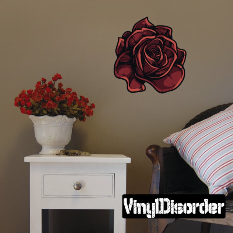 Rose Wall Decal Vinyl Decal RoseUScolor002ET Removable and Reusable Wall Fabric