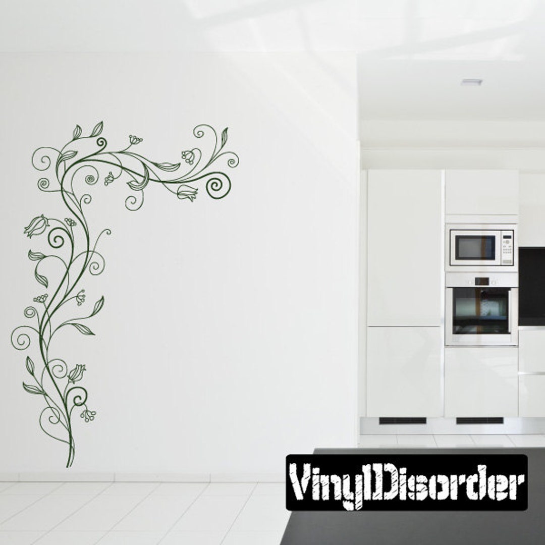 Floral Vine Wall Decal Wall Fabric Vinyl Decal Removable and Reusable Floralvineuscolor007et Etsy