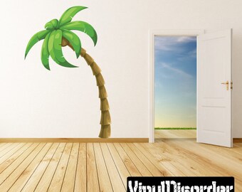 Palm Tree Wall Decal - Wall Fabric - Vinyl Decal - Removable and Reusable - PalmTreeUScolor001ET