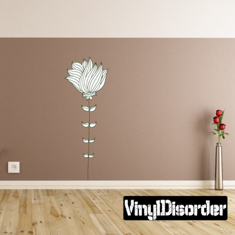 Wall Fabric Removable and Reusable Floral Flower Wall Decal Vinyl Decal FloralFlowerUScolor002ET