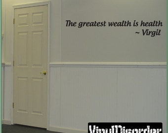 The greatest wealth is health - Vinyl Wall Decal - Wall Quotes - Vinyl Sticker - Homegymquotes08ET