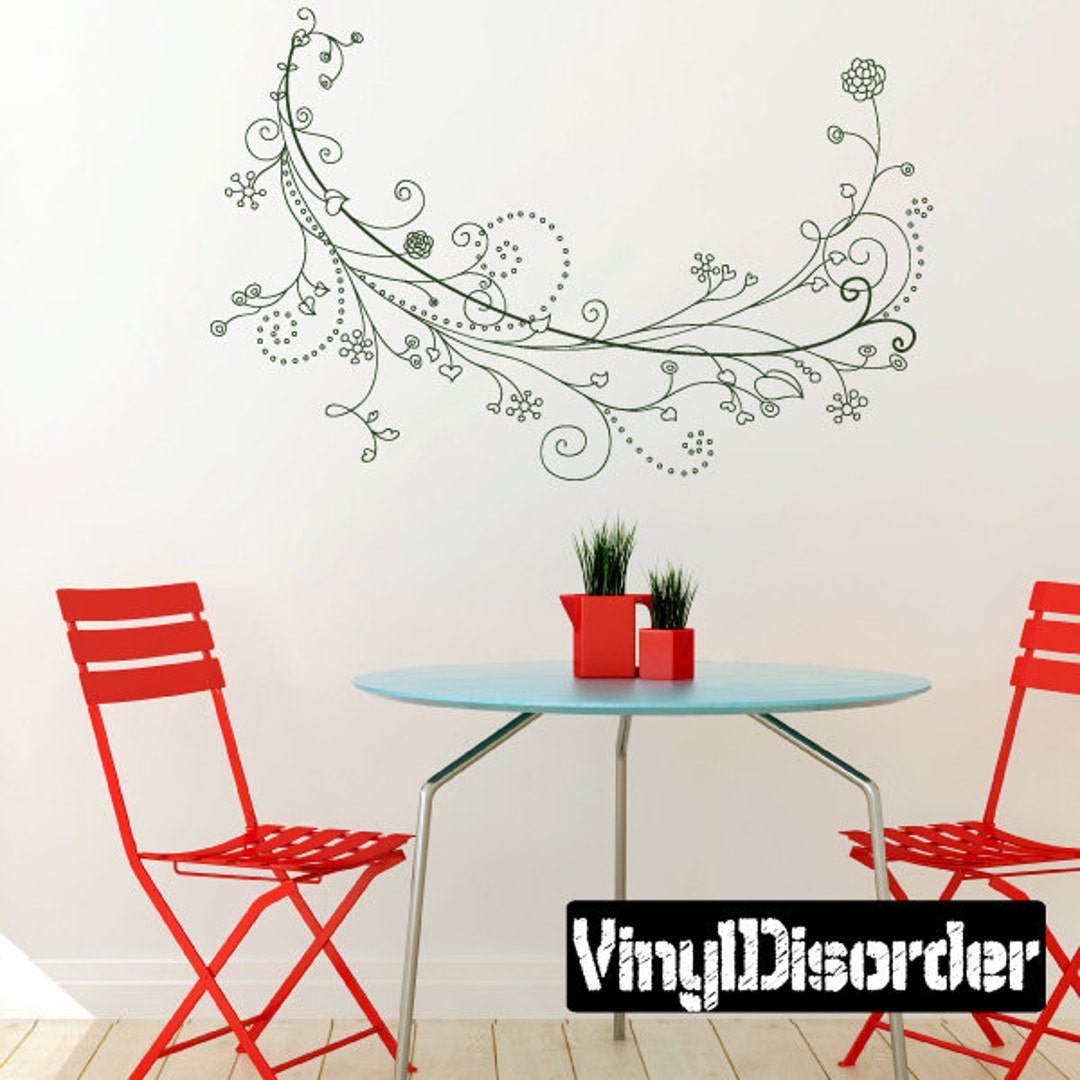 Floral Vine Wall Decal Wall Fabric Vinyl Decal Removable and Reusable Floralvineuscolor004et Etsy