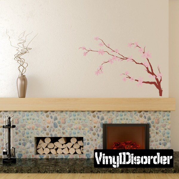 Floral Tree Branch Wall Decal - Wall Fabric - Vinyl Decal - Removable and Reusable - FloralBranchUScolor011ET