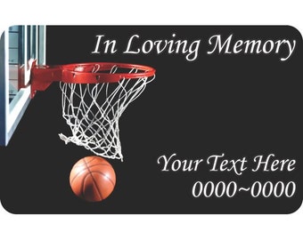 Basketball In Loving Memory Full Color Rounded Rectangle 011 Custom Vinyl Wall Decal or Car Sticker - ilmfullcolorroundrectangle011ET