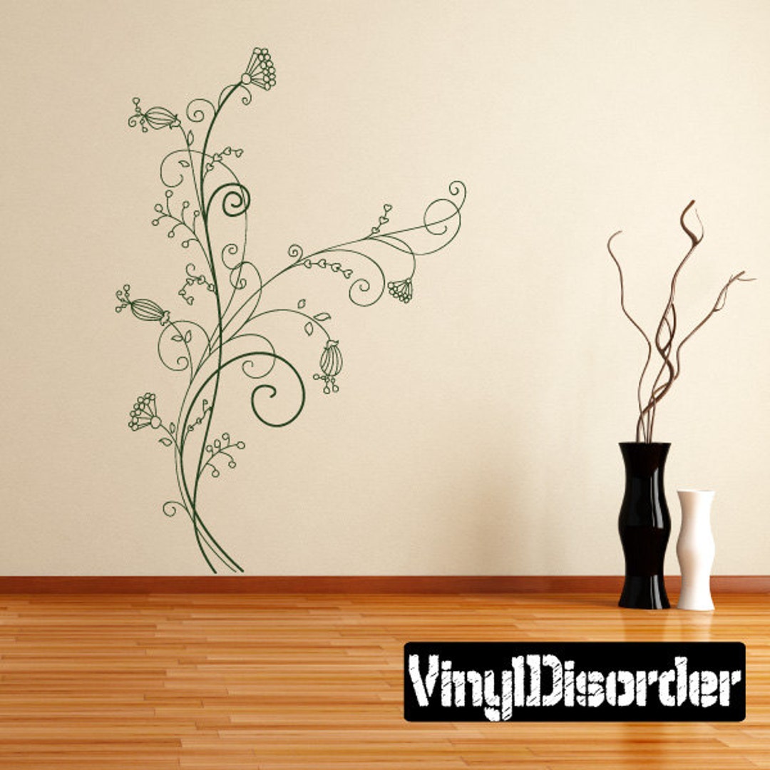Floral Vine Wall Decal Wall Fabric Vinyl Decal Removable and Reusable