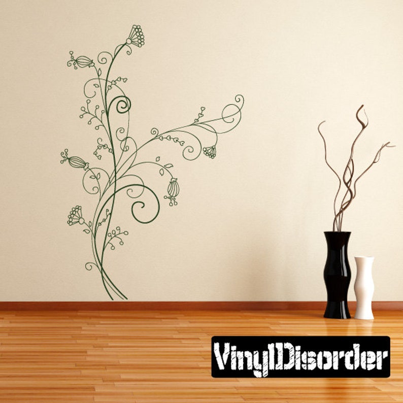 Floral Vine Wall Decal - Wall Fabric - Vinyl Decal - Removable and ...
