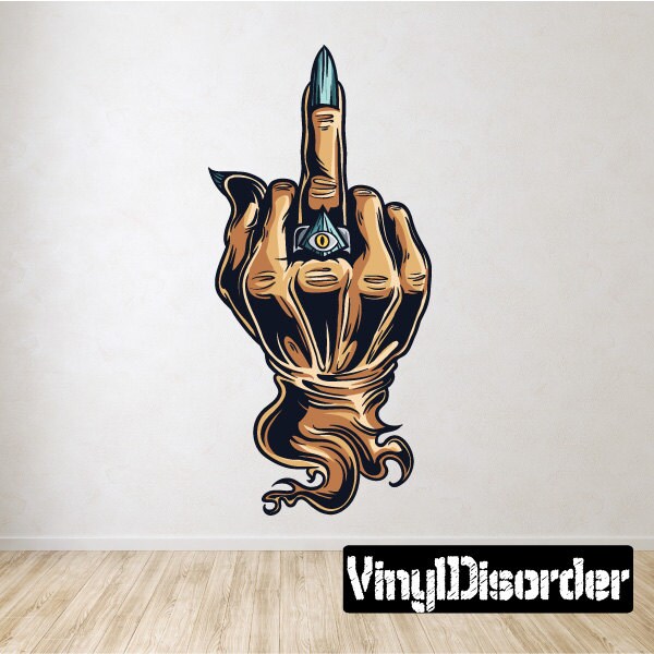 Monster Middelvinger Handgebaar Muursticker - Muurstof - Vinyl Decal - Verwijderbaar en Herbruikbaar - HandGestureUScolor004ET