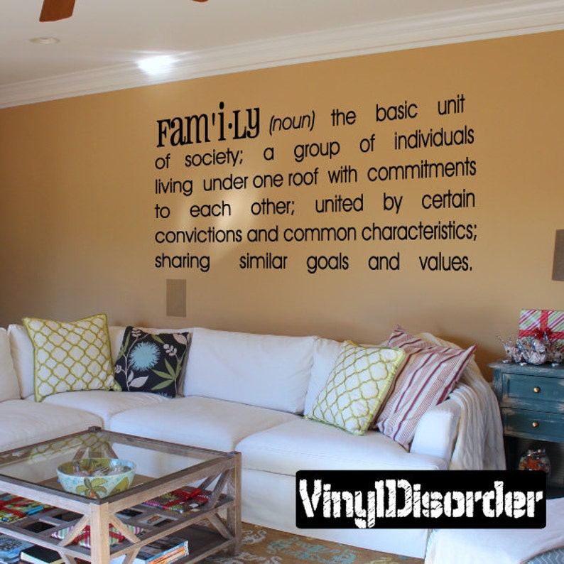 Family noun the basic unit of society vinyl wall decal etsy