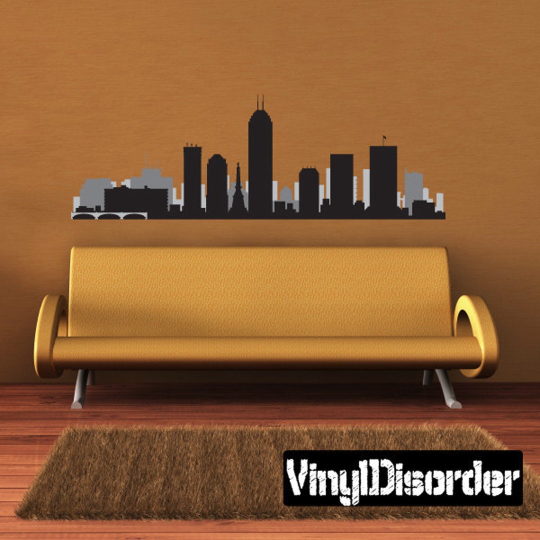 Larger Than Life Indianapolis City Skyline Vinyl Wall Decal - Black 11 thumbnail image