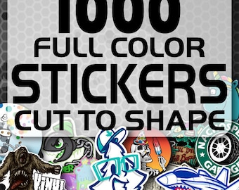 1000 Custom Vinyl Stickers - Promotional Stickers - Choose your shape - Laminated Stickers - Not Paper Stickers