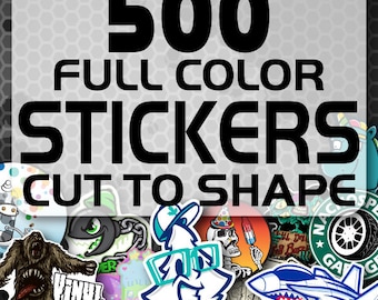 500 Custom Vinyl Stickers - Promotional Stickers - Choose your shape - Laminated Stickers - Not Paper Stickers