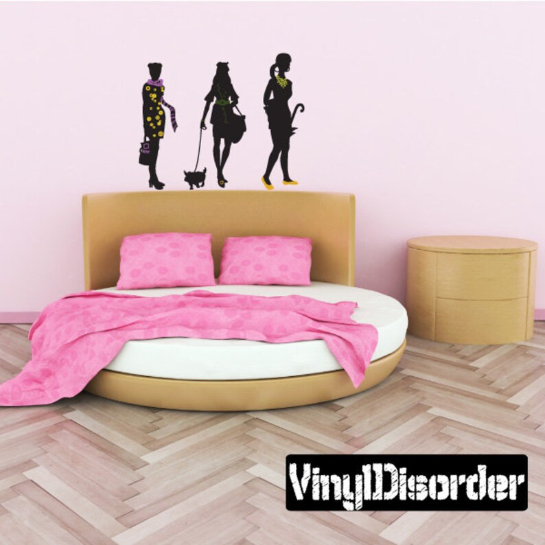 Removable and Reusable Fashion Girl Wall Decal Wall Fabric Vinyl Decal FahionGirlUScolor045ET