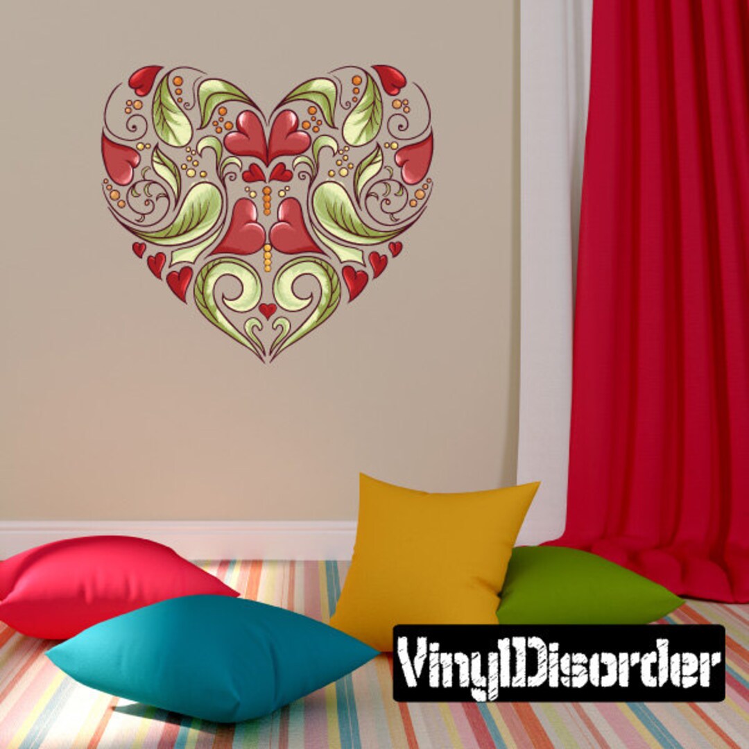 Heart Wall Decal - Wall Fabric - Vinyl Decal - Removable and Reusable ...