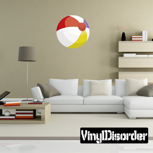 Beach Ball Wall Decal - Wall Fabric - Vinyl Decal - Removable and Reusable - BeachUscolor004ET