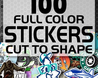 100 Custom Vinyl Stickers - Promotional Stickers - Choose your shape - Laminated Stickers - Not Paper Stickers