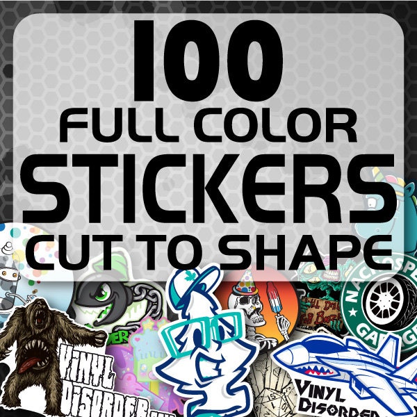 100 Custom Vinyl Stickers - Promotional Stickers - Choose your shape - Laminated Stickers - Not Paper Stickers