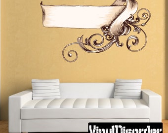 Ornate Scroll Wall Decal - Wall Fabric - Vinyl Decal - Removable and Reusable - ScrollOrnateUScolor002ET