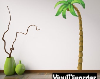 Palm Tree Wall Decal - Wall Fabric - Vinyl Decal - Removable and Reusable - PalmTreeUScolor007ET