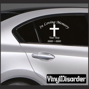 Cross 6 In Loving Memory Adesivi adesivi personalizzati per auto o vinile da parete - ilmcross6ET
