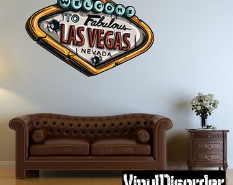 Gambling Las Vegas Sign Wall Decal - Wall Fabric - Vinyl Decal - Removable and Reusable - GamblingUScolor004ET