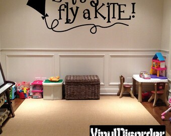 Lets go fly a kite! - Vinyl Wall Decal - Wall Quotes - Vinyl Sticker - Hd083ET