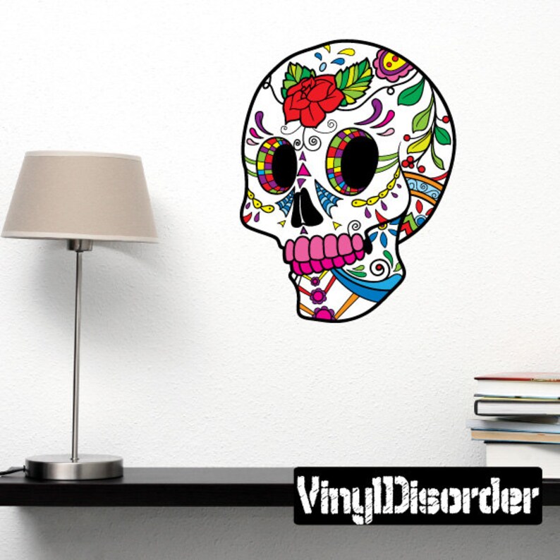 Sugar Skull Wall Decal Wall Fabric Vinyl Decal Removable Etsy