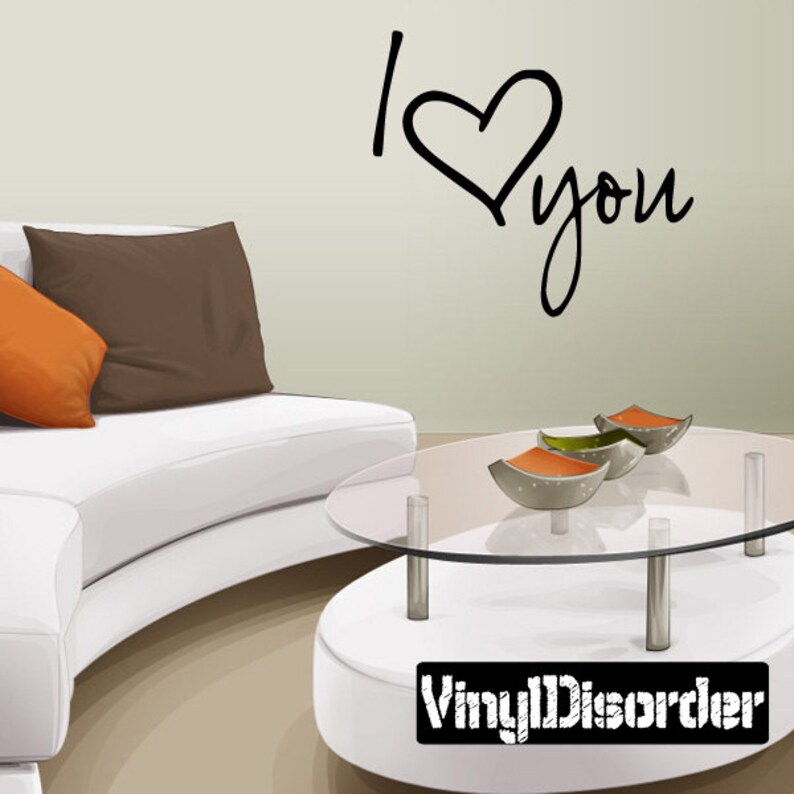 I Heart you Vinyl Wall Decal Wall Quotes Vinyl Sticker Hd044ET image 1