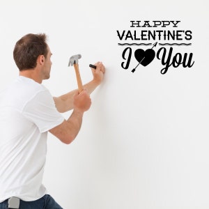 Happy Valentines I Love You Valentines Day Quote Wall Decal Vinyl Decal Car Decal Id008 image 1