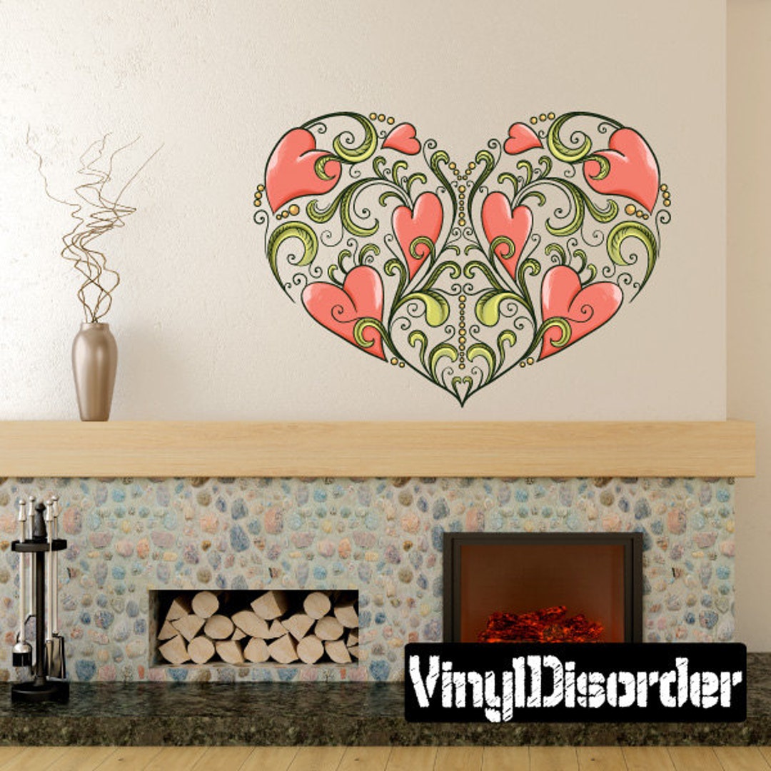 Heart Wall Decal - Wall Fabric - Vinyl Decal - Removable and Reusable ...