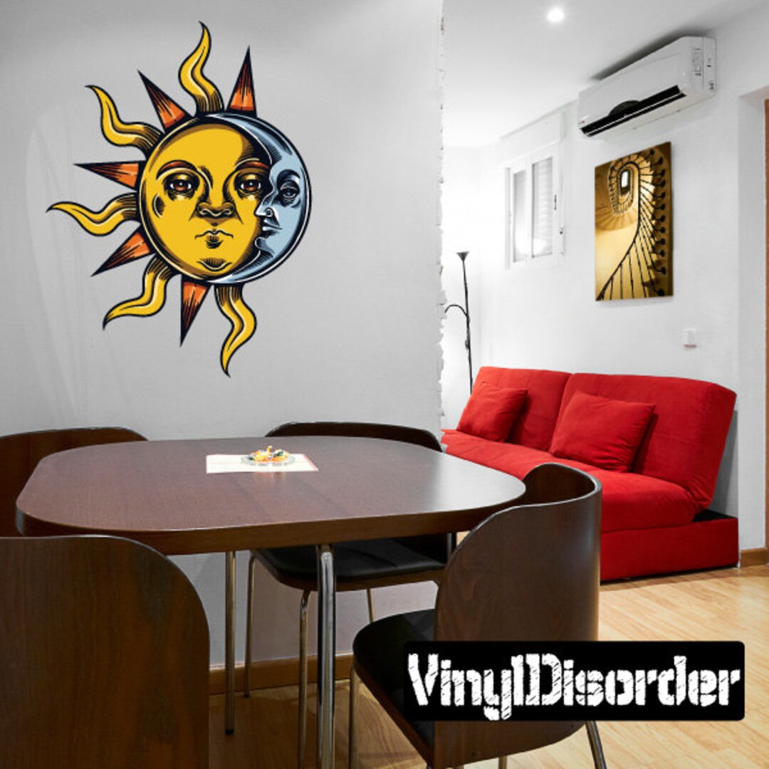 Occult Sun Moon Wall Decal - Wall Fabric - Vinyl Decal - Removable and ...