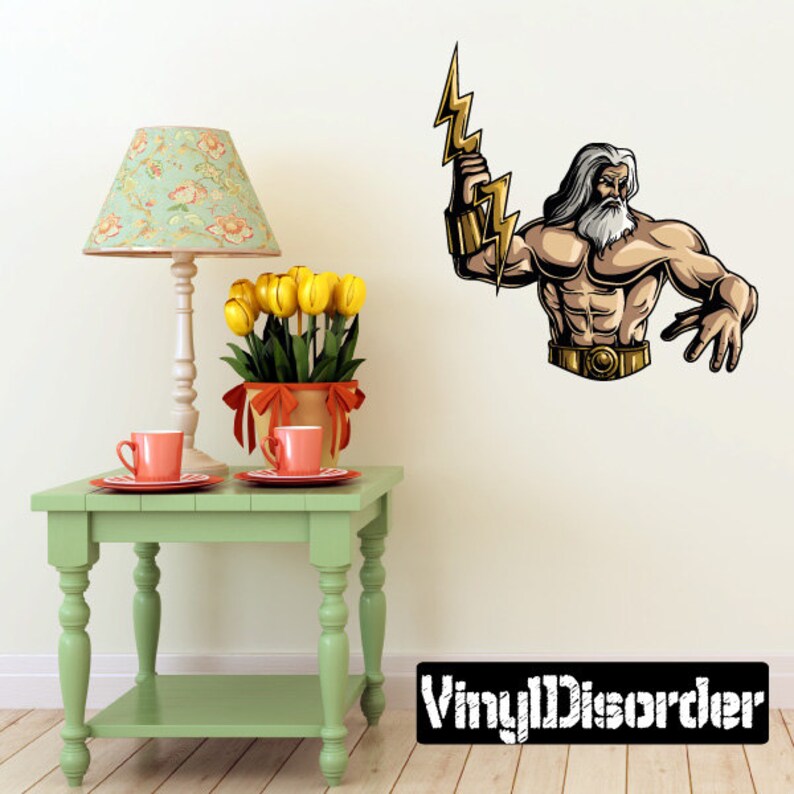 GreekGodUScolor018ET Removable and Reusable Wall Fabric Vinyl Decal Greek God Zeus Wall Decal