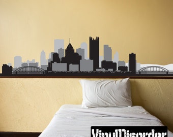 Pittsburgh Pennslyvania Skyline Vinyl Wall Decal or Car Sticker - Vinyl Fabric - Repositionable Decal - SS067ET