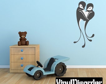 Love Birds Wall Decal - Wall Fabric - Vinyl Decal - Removable and Reusable - BirdUScolor004ET