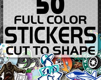 50 Custom Vinyl Stickers - Promotional Stickers - Choose your shape - Laminated Stickers - Not Paper Stickers