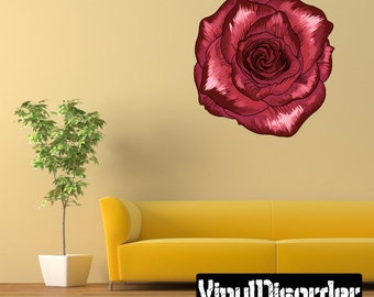 Floral Flower Wall Decal - Wall Fabric - Vinyl Decal - Removable and Reusable - FloralFlowerUScolor076ET