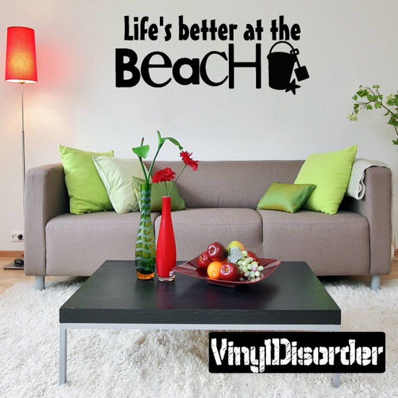 Hd123ET Wall Quotes Vinyl Wall Decal Life/'s better at the beach Vinyl Sticker