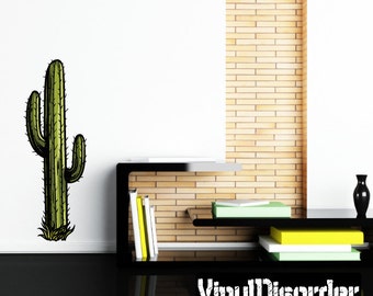 Cactus Scroll Wall Decal - Wall Fabric - Vinyl Decal - Removable and Reusable - CactusUScolor001ET