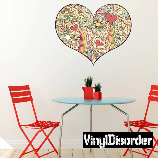 Heart Wall Decal - Wall Fabric - Vinyl Decal - Removable and Reusable ...