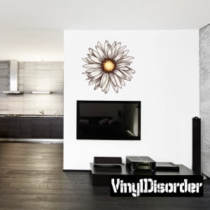 Floral Flower Wall Decal - Wall Fabric - Vinyl Decal - Removable and Reusable - FloralFlowerUScolor070ET