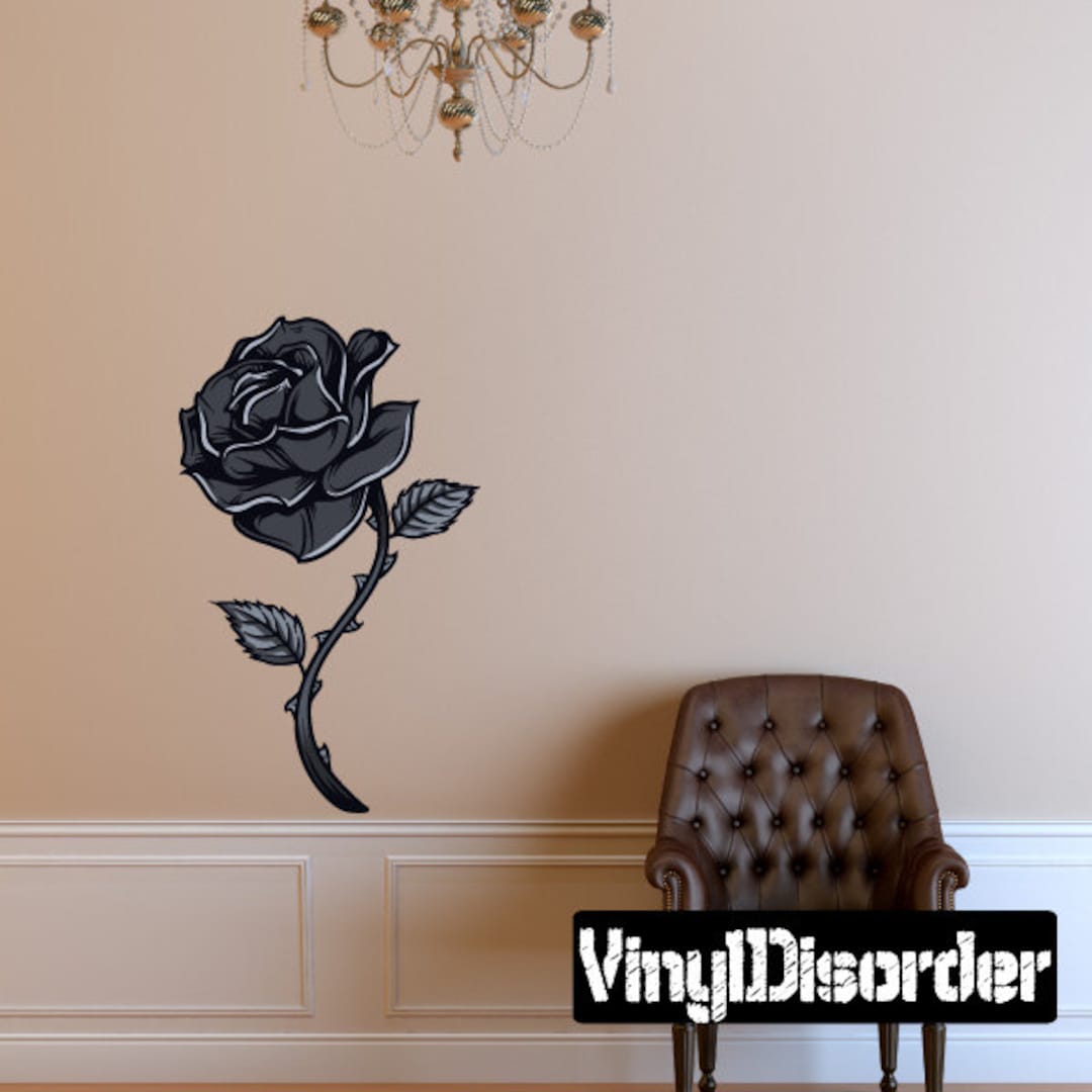 Floral Black Rose Wall Decal Wall Fabric Vinyl Decal Removable and