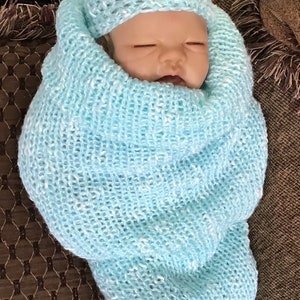 Knitted newborn Little Teddy Bear cocoon and matching hat-Perfect PHOTO PROP