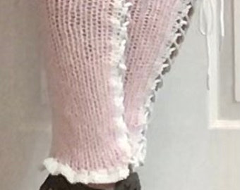 Knitted lace up leg warmers