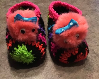 Fuzzy faces kids slippers