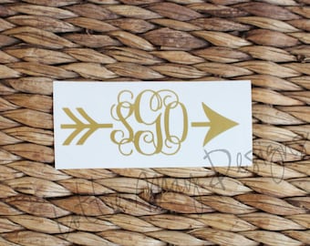 Arrow Monogram Vinyl Decal - Arrow Vine Monogram - Monogram - Arrow