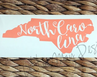 North Carolina Vinyl Decal - NC Decal - North Carolina - North Carolina State Shape Decal - NC Vinyl - Home Decal