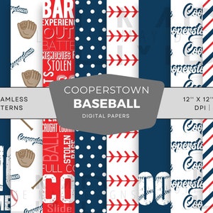 Cooperstown Digital Scrapbook Pack - Cooperstown Scrapbook Paper - Cooperstown Baseball Paper - Digital Scrapbook Paper - Cooperstown SET 1