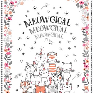 Michael Miller Meowgical fabric panel, cats