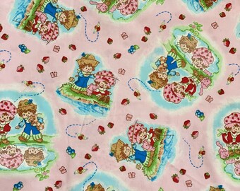 green purple flowers pink hearts yellow Baby Strawberry Shortcake Fabric 10pc Fat Quarter Bundle- Strawberry #O220 bears
