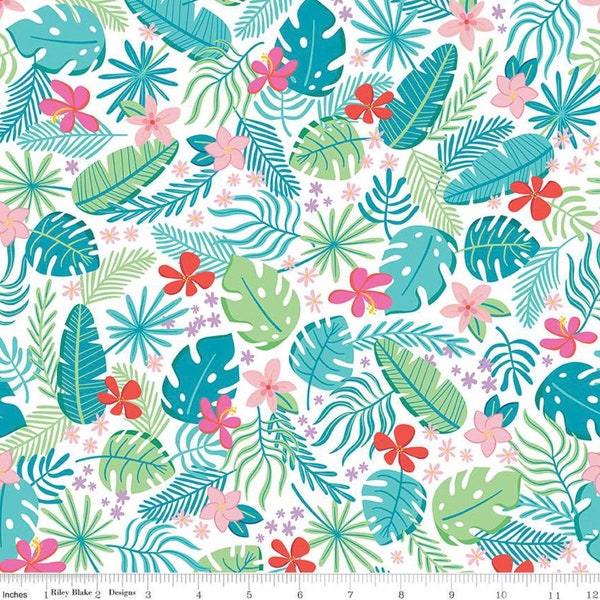 Sunshine blvd. by Damask Love for Riley Blake, C12100-white, hawaiian floral fabric