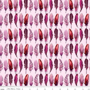 Poppies & Plumes fabric by Lila Tueller, Riley Blake designs, C14294-pink, feathers